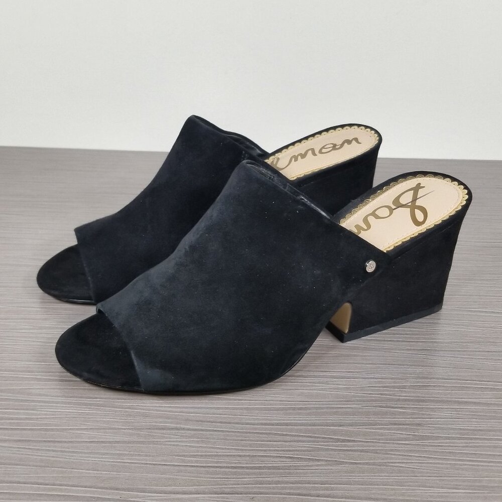 Sam Edelman Rheta Suede Slide Sandals, Black Suede, Womens Size 7 M / 37